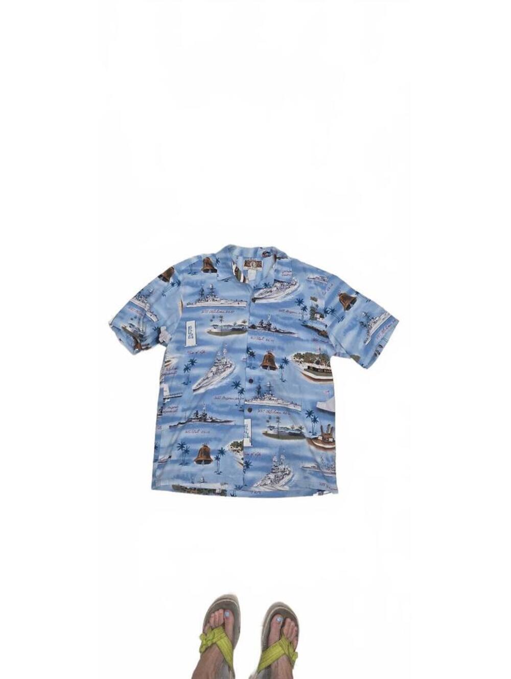 Kalaheo Made in Hawaii USS Battleship Print Hawaiian Shirt